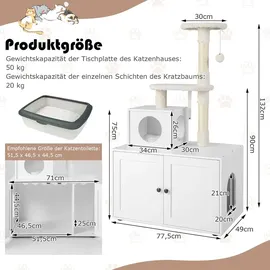 Goplus Kratzbaum 77,5 x 49 x 132 cm weiß