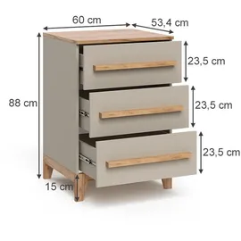 VitaliSpa Kommode Malia 60 x 88 cm Cashmere / Beige
