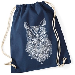 Autiga Turnbeutel Turnbeutel Eule Aztekenmuster Boho Aztec Owl Hipster Beutel Tasche Bohemian Autiga® blau