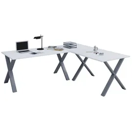 VCM Eckschreibtisch Lona Weiß / Silber