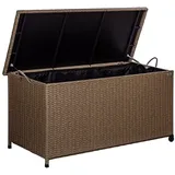 STILISTA Gartenbox Polyrattan Gartenbox Gartentruhe Aufbewahrungsbox, Deckel mit Hubautomatik, Innenplane, Räder und Tragegriffe, Farbwahl beige