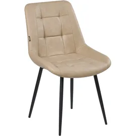 Beliani Esszimmerstuhl Melrose Kunstleder Beige/Schwarz 2er Set