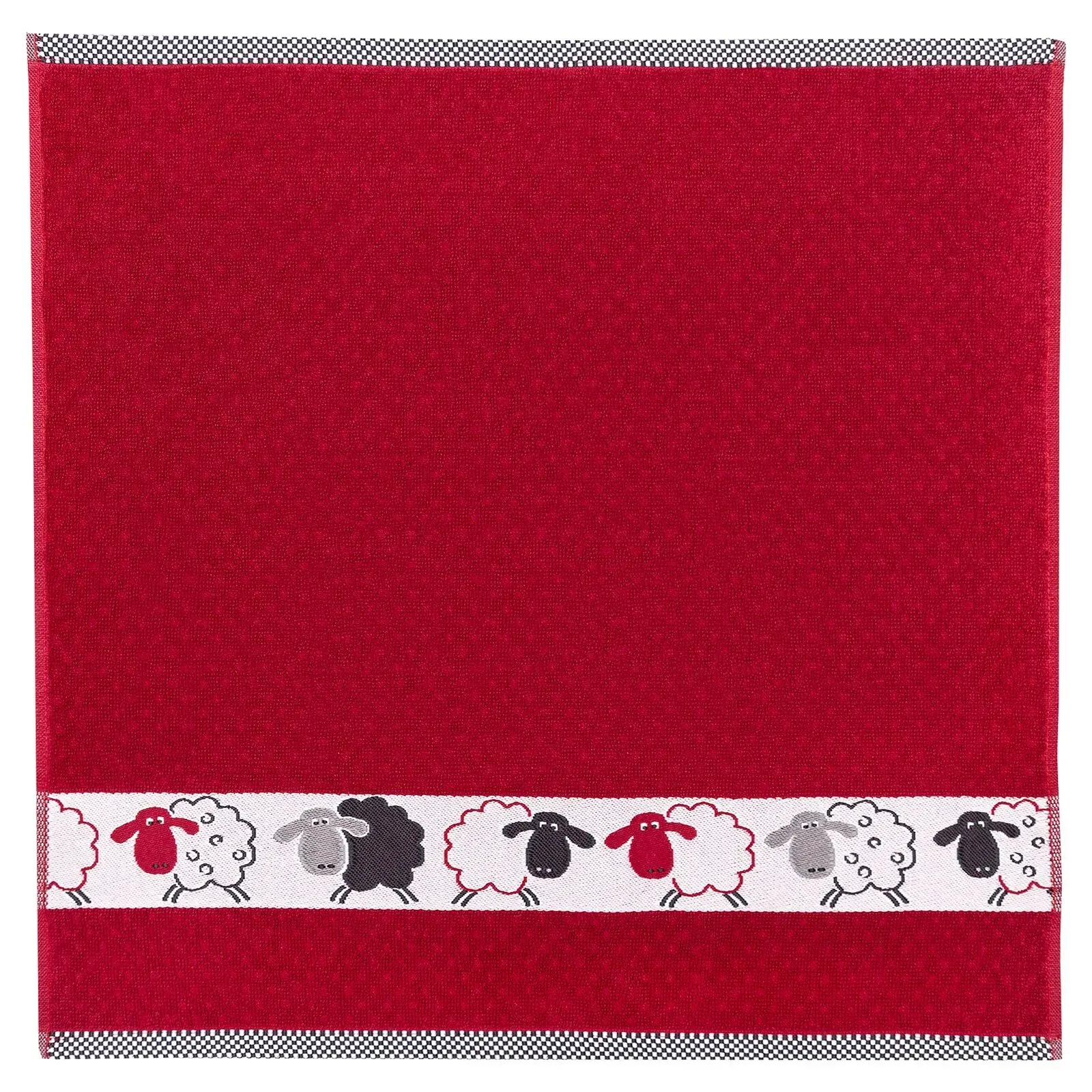 Kracht Küchen Textilien Schäfchen Baumwoll Küchentuch 50x50 cm rot 3er Pack - rot