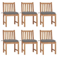 HOMMIE© Outdoor-Stuhl ,6er Set Gartenstühle mit Kissen Massivholz Teak Relaxsessel Armlehnstuhl & schlichten Design