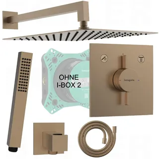 Hansgrohe DuoTurn E | BOFLER Unterputz Duschsystem Duschset #80-O, Regendusche 30x30cm, Handbrause, Brauseschlauch, Brausehalter, PVD brushed bronze