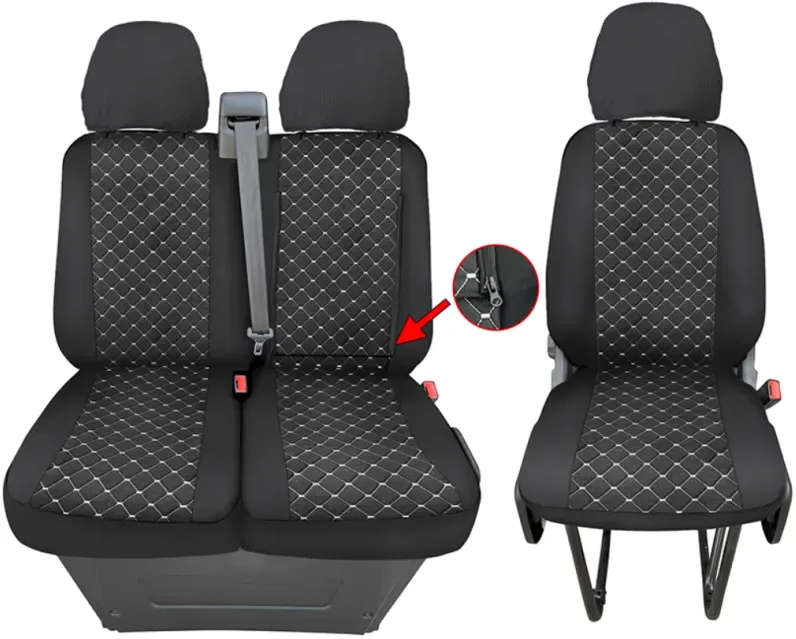Sitzbezug schwarz mit weißer Naht für Iveco Daily 2+1 (2018)