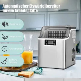 Goplus Eiswürfelbereiter, 3,2 L Wassertank, Eiswürfelmaschine, Ice Maker, Produktionszeit 15-20 min, 18 kg/24 h, Timer bis 24 h, mit LCD-Display,... - Silber