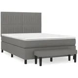 vidaXL Boxspringbett mit Matratze Dunkelgrau 140x200 cm Stoff