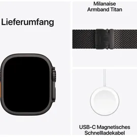 Apple Watch Ultra 2 GPS + Cellular 49 mm Titangehäuse schwarz,  Milanaise Armband schwarz L