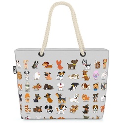 VOID Strandtasche (1-tlg), Hundewelpen Comic grau Beach Bag Hunde Hündchen Welpen Haustier Tiere Babys bunt