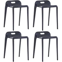 vidaXL Stapelbare Hocker 4 Stk. Schwarz Kunststoff