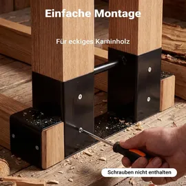 Wiltec Holzstapelhilfe Stahl 335 x 85 x 130 mm 2er Set Schwarz