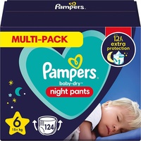 Pampers Night Windeln Pants Größe 6 (15kg+) Baby-Dry, 124 Höschenwindeln, Alte Version