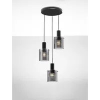 Nova Luce Mirbi 3-flammig Ø 45 cm Schwarz/Rauch