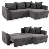 luma-home schönes für dein zuhause Eckcouch Cord 2-Sitzer Grau