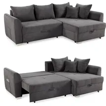 luma-home schönes für dein zuhause Eckcouch Cord 2-Sitzer Grau