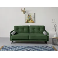 Schlafsofa INOSIGN Sofas Gr. B/H/T: 210 cm x 92 cm x 101 cm, Samtvelours, mit Bettfunktion-mit Bettkasten, grün (flaschengrün) Einzelsofas incl. Bettfunktion und Bettkasten, Seitentache im Armteil, Federkern