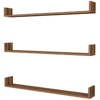 [en.casa] Wandregal Höganäs 3er Set Bücherregal für Wände Walnuss-Optik