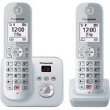 Panasonic KX-TG6862GS Schnurlostelefon mit 2 Mobilteilen und Anrufbeantworter (Bis zu 1.000 Telefonnummern sperren, übersichtliche Schriftgröße, lauter Hörer, Voll-Duplex Freisprechen) perl-silber