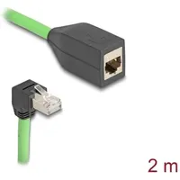 DeLock RJ45 Netzwerk Verlängerungskabel Cat.6A Stecker unten gewinkelt zu Buchse SF/UTP 2 m, grün