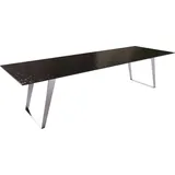 DELIFE Esstisch Edge, Reliefglas Rauchschwarz 3D-Design 300x100 Edelstahl Schräg schwarz 300 cm x 77 cm x 100 cm