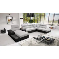 All4All Ecksofa mit Schlaffunktion Ponti 368 cm x 227 cm - Wohnlandschaft U-Form - Schlafsofa mit Bettkasten - XXL Sofa - Groß - Gewebe mit Kunstleder - Linke Seite - Grau/Schwarz - Modern 26