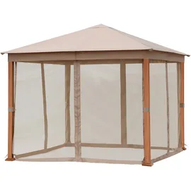 Konifera Pavillon Cádiz 2,98 x 2,64 m inkl. 4 Seitenteile Braun/Beige