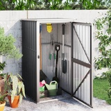 PRISSENT Gerätehaus Anthrazit 88x89x161 cm Verzinkter Stahl Gartenhütte Geräteschuppen Metall Garten Geräteschuppen Gartenhaus Metall Gartenhaus Günstig Gartengerätehaus Gartenschuppen Gartenschrank