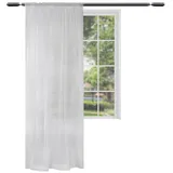 Woltu WOLTU® Gardinen transparent mit Kräuselband Vorhang Leinenoptik Halbtransparent Voile Fensterschal Dekoschal Wohnzimmer Kinderzimmer Schlafzimmer, 140x225 cm Hellgrau, (1 Stück)