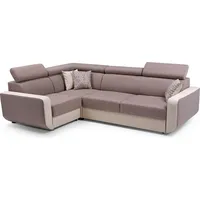 Braun Ecksofa MILO mit Schlaffunktion 205x126cm und Verstellbare Kopfstütze! Matratze aus Wellenfedern - Braun