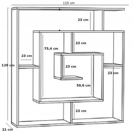 matkam Bücheregal 125 x 129 x 21 cm Sonoma Eiche