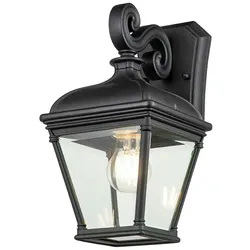 Licht-Erlebnisse Wandaußenleuchte CHELTENHAM Schwarz Transparent Aluminiumguss Glas LE117623