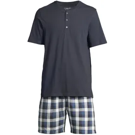 SCHIESSER Pyjama Night & Home Grau kariert / Blau 56