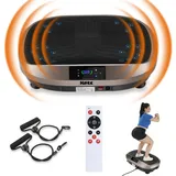 kehot Vibrationsplatte Ganzkörper, 3D Fitnessgeräte mit 2 Bändern & Fernbedienung, 200 W, 120 Intensitätsstufen, (Set, mit Trainingsbandern), Schwingung Modus, 6 voreingestellte Modi braun|schwarz