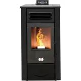 STUFE A PELLET ITALIA Canada 12 KW Kanalisiert 5 Sterne | Pelletöfen Effizienz 91% Heizt 120m2 Autonomie 15 Std. 5-Sterne-Zertifiziert Programmierbar 5 Kräfte 24 Monate Garantie Schwarz