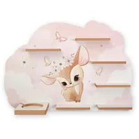 Kreative Feder Wandregal MUSIKBOX-REGAL Reh mit Blumenkranz, für TONIE-BOX und TONIES inkl. 40 Metallplättchen bunt