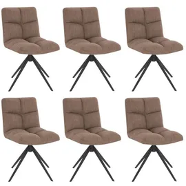Home Deluxe Esszimmerstuhl drehbar 6er Set NODA - Webstoff Grau/Braun