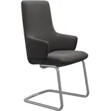 Polsterstuhl STRESSLESS "Laurel", grau (rock paloma, chrom glänzend), B:58cm H:105cm T:60cm, Leder PALOMA: PALOMA ist ein durchgefärbtes Semianilin-Möbelleder mit natürlicher Narbung., Stühle, Polsterstuhl, High Back mit Armlehne, Größe L, mit Beinen aus Stahl in Chrom