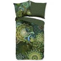 HIP Wendebettwäsche »Agatha« 2 Stk., tlg. Mako-Satin, Reißverschluss, Wendeoptik, Mandala, Pfau, grün,