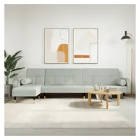 vidaXL Schlafsofa in L-Form Hellgrau 271x140x70 cm Samt