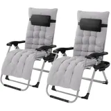Hauki 2er Set Sonnenliege 200 x 65 x 10 cm Grau
