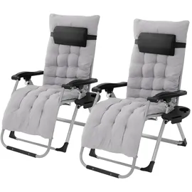 Hauki 2er Set Sonnenliege 200 x 65 x 10 cm Grau