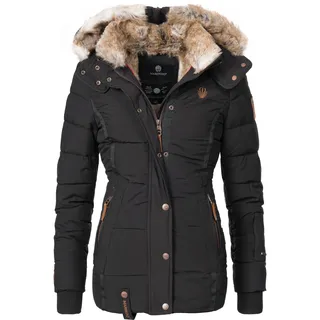 Marikoo "Nekoo" Gr. M (38), schwarz, Damen Winter Jacke Winterjacke Steppjacke mit großer Kapuze