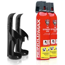 Xenotec Premium Feuerlöschspray – 2 x 750ml – Wandhalter - Stopfire – Autofeuerlöscher – REINOLDMAX – inkl.2 Wandhalterung schwarz – wiederverwendbar