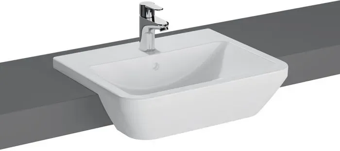 VitrA Integra Halbeinbauwaschtisch 7069B003-0001 55x45cm, weiß, ohne Überlauf, 1 Hahnloch mittig