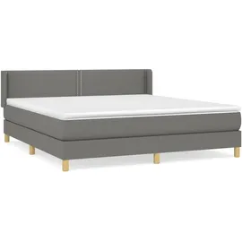 vidaXL Boxspringbett mit Matratze Dunkelgrau 180x200 cm Stoff