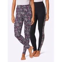 Feel Good WITT WEIDEN Leggings in magenta-schwarz-bedruckt | Gr.: 44/46,