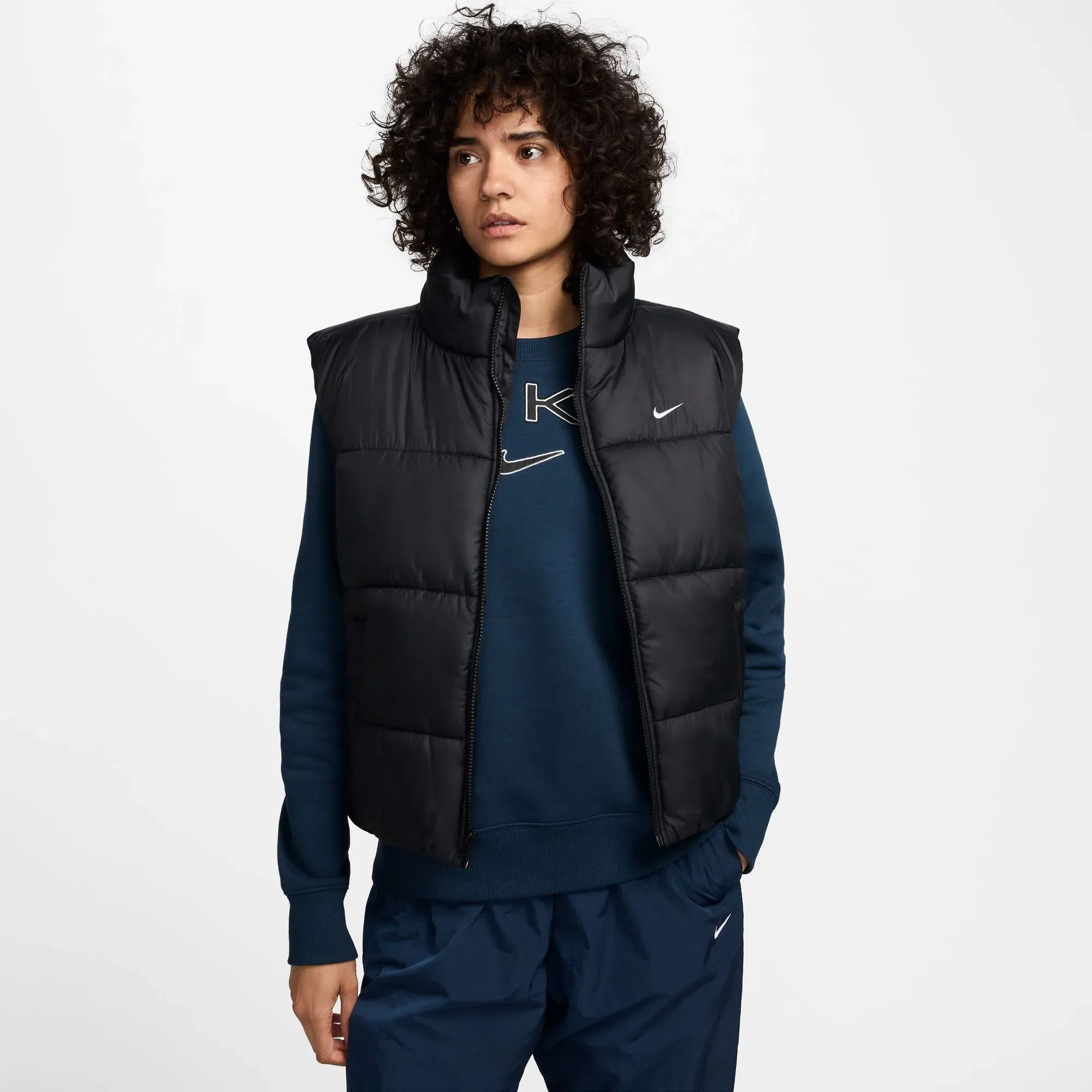 NIKE W NSW TF SYNFL NK CLSC VEST BLACK/WHITE, BLACK/WHITE, S