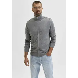 Selected Herren, Strickjacke SLHBERG FULL ZIP CARDIGAN grau M