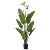 Emerald Künstliche Pflanze Strelitzia im Topf mit Blumen 120 cm